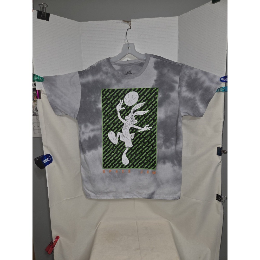 Space Jam Bugs Bunny Men's Gray Tye Dye Graphic Tee Size XL